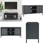 Vidaxl - Meuble tv Anthracite 105x35x52 cm Acier et verre - meuble tv - meubles tv - Home & Living - Anthracite