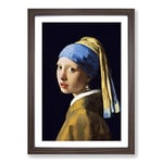 Big Box Art Johannes Vermeer The Girl with The Pearl Earring Framed Wall Art Picture Print Ready to Hang, Walnut A2 (62 x 45 cm)