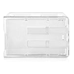 Vicloon Porte Carte Double, 2 Porte-badge Horizontal en Plastique - pour Les Cartes D'identité Scolaires de Crédit Permis et Laissez-passer (Transparent)