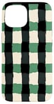 Coque pour iPhone 15 Vert Pop Art rayé noir et blanc vichy Buffalo Check