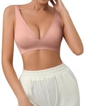 SHARICCA Soutien-Gorge sans Couture Femme Soutien-Gorge sans Armature Maintien Fort Grandes Tailles Soutien-Gorge Respirant et Ultra Confortable (Rose haricot-1P05-ff-S)