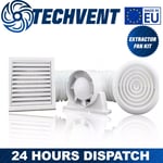 4 inch Diameter Complete Bathroom Fan Kit with run on timer Quiet Loft Shower