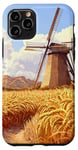 iPhone 11 Pro Wheat Fields With Windmills Landscape Vintage Graphic Case