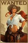 Schatzmix Plaque en tôle Wanted Poster cowgirl wild west Pinup - Décoration murale - 20 x 30 cm