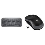 Logitech MX Keys Mini Minimalist Wireless Illuminated Keyboard, Compact, Bluetooth, Backlit, USB-C & M185 Wireless Mouse, 2.4GHz with USB Mini Receiver, 12-Month Battery Life