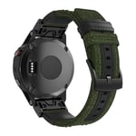 Garmin Fenix 5 / Plus aito nahkainen ranneke - Armeijan Vihreä