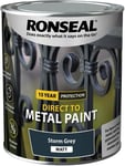 Ronseal Direct to Metal Steel Iron Aluminium Protect Matt Paint 750ml Storm Grey