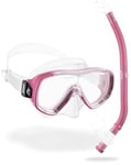 Cressi DM1010134 Ondina VIP Jr-Mask Snorkeling Combo Set (Made in Italy), Transparent/Pink, One Size