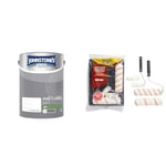 Johnstone's - Wall & Ceiling Paint - Brilliant White - Silk Finish - Emulsion Paint - Fantastic & Fit For The Job 7 piece Emulsion Paint Roller Set, 2x 9 inch & 2x Mini Paint Rollers, Frames & Paint