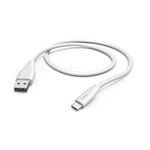 Hama USB-C Cable (USB-A 2.0 Male/USB-C Male Charging Cable, 480Mbps High Speed Data Transfer Cable, 1.5m, Compatible with Samsung Galaxy S21/S20/S10/S9/S8, Huawei P30/P20, Xiaomi) White