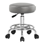 Casaria - Tabouret à roulettes Siège rembourré pivotant 360° Hauteur réglable Noir blanc Gris