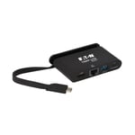 TRIPP LITE USB C Docking Station Adapter Converter 4K w/ HDMI Gigabit Ethernet USB-A Hub & PD Charging Thunderbolt 3 Compatible - dokkingstasjon -