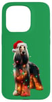 Coque pour iPhone 15 Pro Chapeau de Père Noël afghan avec lumières de Noël, propriétaire de chien, maman, papa