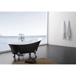 Baignoire îlot sabot sur pieds design en acrylique pour salle de bain- Garantie 5 ans - Noir/Blanc mat - 176x71x77cm - paris -Sans robinet mitigeur,