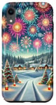 Coque pour iPhone XR Feu d'artifice d'hiver la neige, conception de Noël festif