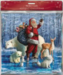 Santa and Polar Bear Artic Friends 280 x 280mm Advent Calendar gold foil & env