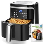 Aigostar Friteuse à air sans huile de 7L, XXL, Jusqu'à 10 personnes, 1900W. 7 Programmes automatiques, Air Fryer, Ecran tactile digital. Utilisation dans panier ou tiroir. Livre de recettes inclus