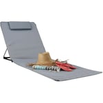 Matelas de plage xxl rembourré dossier l x p : 60 x 195 cm pliable sac de transport oreiller , gris - Relaxdays