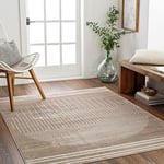 Livabliss Pratolino Tapis Géométrique Scandinave Rayé - Grand Tapis Salon, Salle à Manger, Chambre, Cuisine - Tapis Design Boheme Chic, Berbere Moderne, Tapis Poil Court 160x216cm - Crème, Gris Clair