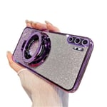 IMEIKONST Coque Compatible avec Samsung Galaxy Note 10 Plus, Brillant Dégradées Paillette Design Housse Rotation Bague Béquille Silicone TPU Protection Etui pour Samsung Note 10+ Plus. Purple DS1