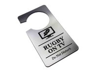 Watching Rugby on TV Television, Do Not Disturb - Generic Silver, Room Door Sign