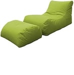 Dmora Chaise longue de salon moderne, Made in Italy, Fauteuil avec repose-pieds en nylon, Pouf rembourré pour chambre, 120x80h60 cm, Couleur verte