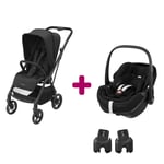 Maxi Cosi Pack poussette duo Léona 2 + pebble 360 pro essential black