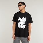 Boots Illustration Loose T-Shirt - Black - Men