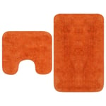 Le Poisson Qui Jardine - Tapis de salle de bain Orange + Tapis de wc - Toilettes - Orange