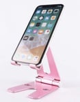 Delyte Phone and Tablet Stand Holder, Aluminum Foldable Adjustable Portable Stand Holder for All Mobile Phones, Tablets, iPad, and Pads by Big Delight Colour: Pink