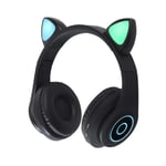 Casque sans fil Bluetooth chat oreille lueur lumiere st¿r¿o basse casques enfants Gamer fille cadeaux PC t¿l¿phone casque de jeu pour IPad-noir_XINENGJI