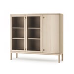 Stolab - Prio Skänk Hög Björk Glasdörr, 120 x 135 x 39, Ytbehandling Ljus Mattlack 3 - Sideboards - Måns Sjöstedt - Träfärgad - Glas/Trä