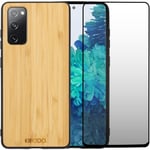 Coque Galaxy S20FE Bois Bambou & TPU - Verre Trempé 9D Offert - Légère & Résistante - Protection Élégante pour Votre Téléphone - Neuf