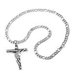 AFSTALR Johnny Hallyday - Pendentif Collier Chaîne Croix Johnny Guitare Rocker Métal Acier Inoxydable Argenté - Bijoux JH