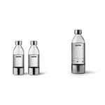 Aarke 2-pack Small PET Bottle for Sparkling Water Maker Carbonator 3, BPA free & PET Bottle for Sparkling Water Maker Carbonator 3, BPA free with Details in Steel