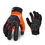 Vgo Gants de travail pour homme,résistants,gants anti-chocs mécaniques,en cuir,gants de protection,de sécurité,lourds,pour débroussailleuse,camionneur,construction,1 paire SL8849IPP1 Orange