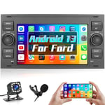 [1G+32G] Hikity Autoradio Android13 pour Ford Fiesta Focus Mondeo Transit Kuga C-Max S-Max, 7 Pouces Radio Voiture Android 2 Din avec GPS/Mirror Link/WiFi/Bluetooth/FM/2USB/MIC/Caméra de Recul