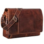 STILORD 'Elias' Sacoche Homme Cuir Vintage Sac Bandoulière Homme Design Sac en Cuir Ordinateur Portable 15,6 Pouces Besace en Cuir, Couleur:Florida - Marron