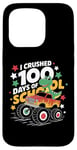 iPhone 15 Pro 100 Days Of School t rex riding Monster Truck for Boys Kids Case