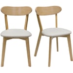 Miliboo - Chaises vintage en bois clair chêne et tissu beige (lot de 2) dove