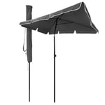 VOUNOT Parasol Inclinable Rectangulaire 200x125cm Hauteur 2m35 Toile Polyester 160gr/m2 avec Protection UV Parasol Pliable pour Extérieur Housse de Protection Inclus Gris Foncé