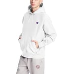 Champion Men's Hoodie, Reverse Weave, Fleece Comfortable Pullover Sweatshirt, White/Left Chest C Logo, Small