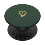 Yellow Minimalist Heart Hunter Green PopSockets Swappable PopGrip