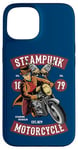 Coque pour iPhone 15 Lunettes de moto western steampunk avec chapeau haut-de-forme