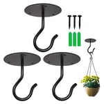 Ticway 3 Pcs Ceiling Hooks for Hanging Plants, Wall Mounted Planters Hooks for Outdoor Plants, Hanging Basket, Bird Feeders, Wind Chimes, String Lights, Lanterns (Black A2)