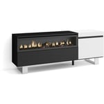 Meuble tv, Banc Télé, Grand espace de Rangement, 150x57x35cm, Pour les tv jusqu'à 65', Cheminée électrique, Design industriel, Style moderne, Blanc