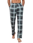 Aseniza Pantalon de Pyjama Homme Bas de Pyjama Vêtement de Nuit à Carreaux Long Pantalon Confortable Longue et Décontracté avec Poches 452-Vert, M