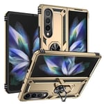 Samsung Galaxy Z Fold4 5G      Military Armour Ring Case    Gold