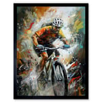 Bicycle Race Cyclist Racing Sport Action Shot Art Print Framed Poster Wall Decor 12x16 inch