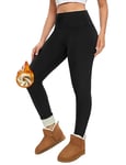 Voqeen Legging Polaire Femmes Hiver Thermo Leggings Collant Polaire avec Doublure Polaire Chaud et Doux Collant Thermique Femme Pantalon Extensible d'hiver